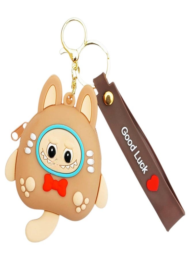 SHAKTISM Dinosaur, Panda, Capybara Coin Purse Keychain, Kawaii Silicone Wallet Pouch, 10 x 7.5 x 3.2 cm (Rabbit Brown) - Image 1